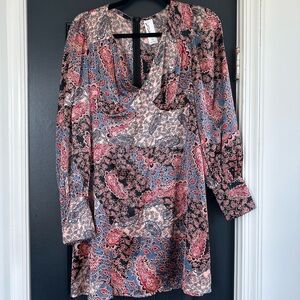 Paisley Silk Long Sleeve Dress